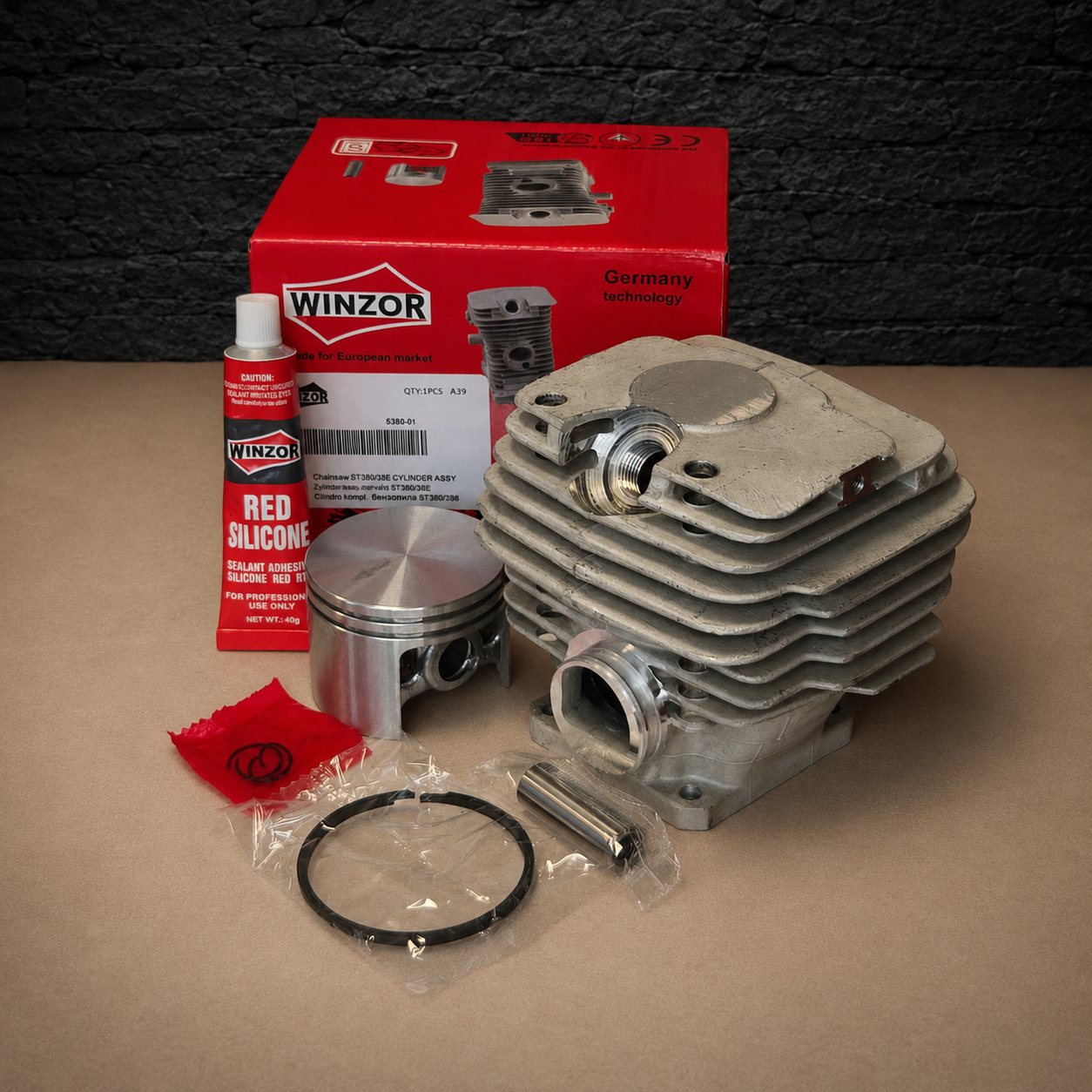 cylinder & piston kit 52mm 11190201202 nikasil stihl ms380 038 038av 038 magnum cilindro ir stūmoklio komplektas, 52 mm, 11190201202, „Nikasil“, „Stihl“ MS380, 038, 038AV, 038 Magnum