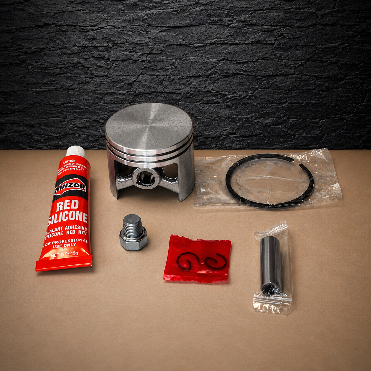 cylinder & piston assembly kit 48mm #11250201215 stihl ms360, 036, ms340, 034 cilindro ir stūmoklio komplektas #11250201215, skirtas „Stihl“ modeliams MS360, 036, MS340, 034