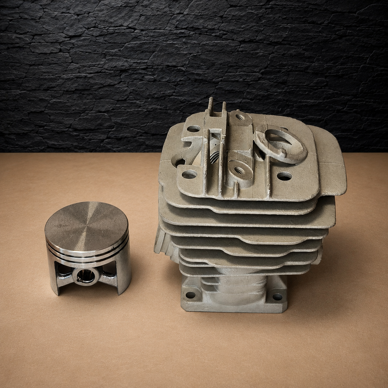 cylinder & piston assembly kit 48mm #11250201215 stihl ms360, 036, ms340, 034 cilindro ir stūmoklio komplektas #11250201215, skirtas „Stihl“ modeliams MS360, 036, MS340, 034